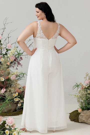 Ivory Lace &; Chiffon jumpsuit til bryllup